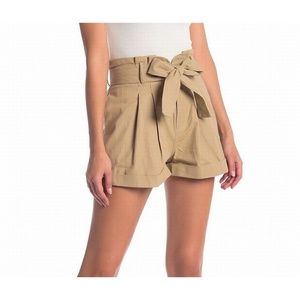 Good Luck Gem Womens Paperbag Shorts Tan Color
